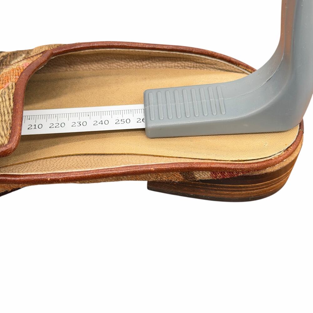 Mules Kilim Smoking Shoes Mule Women SZ 11 Tapestry Leather Wool Textile Brown - Picture 12 of 14